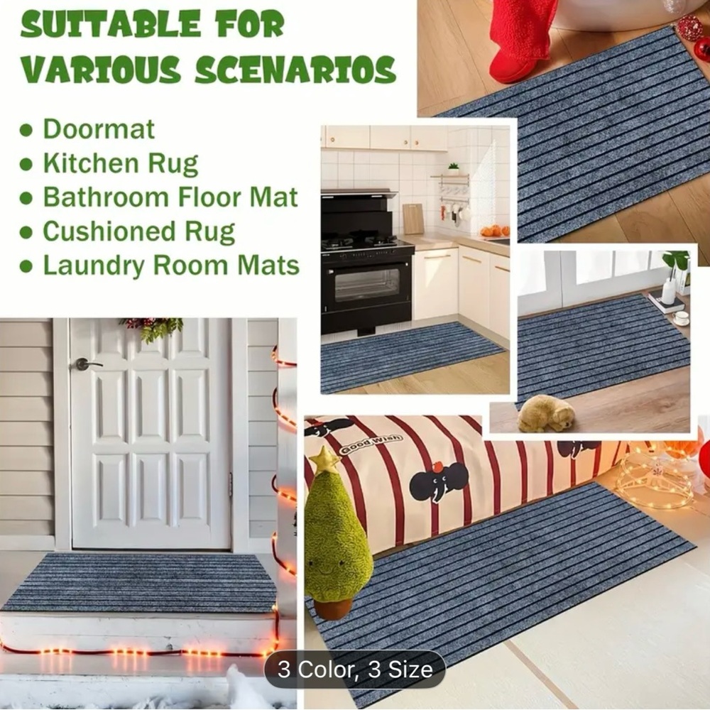 Mocha Striped Kitchen Runner Rug - Picture 6 of 12